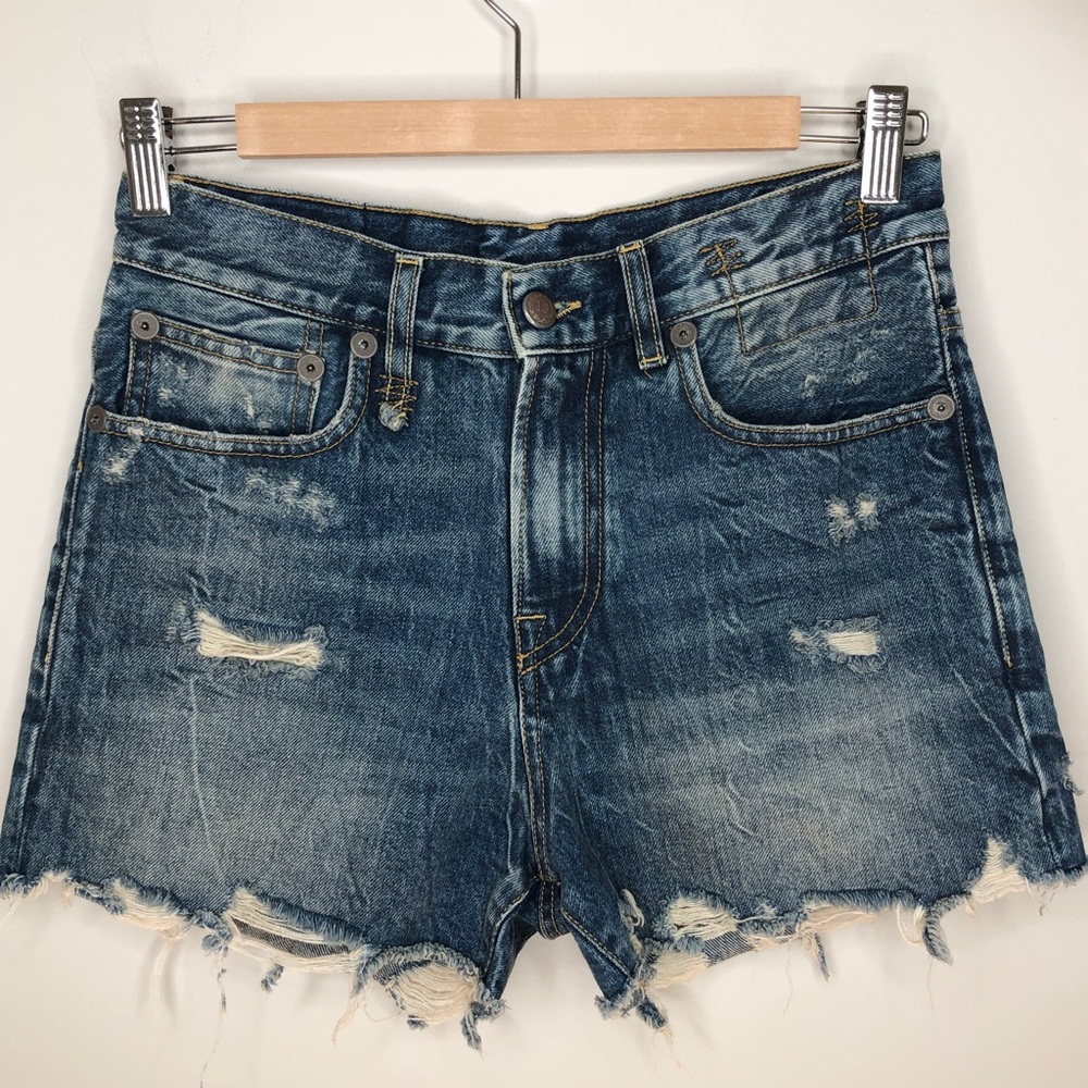 R13 Slouch Shorts in Kelly Wash Made in Italy size 25